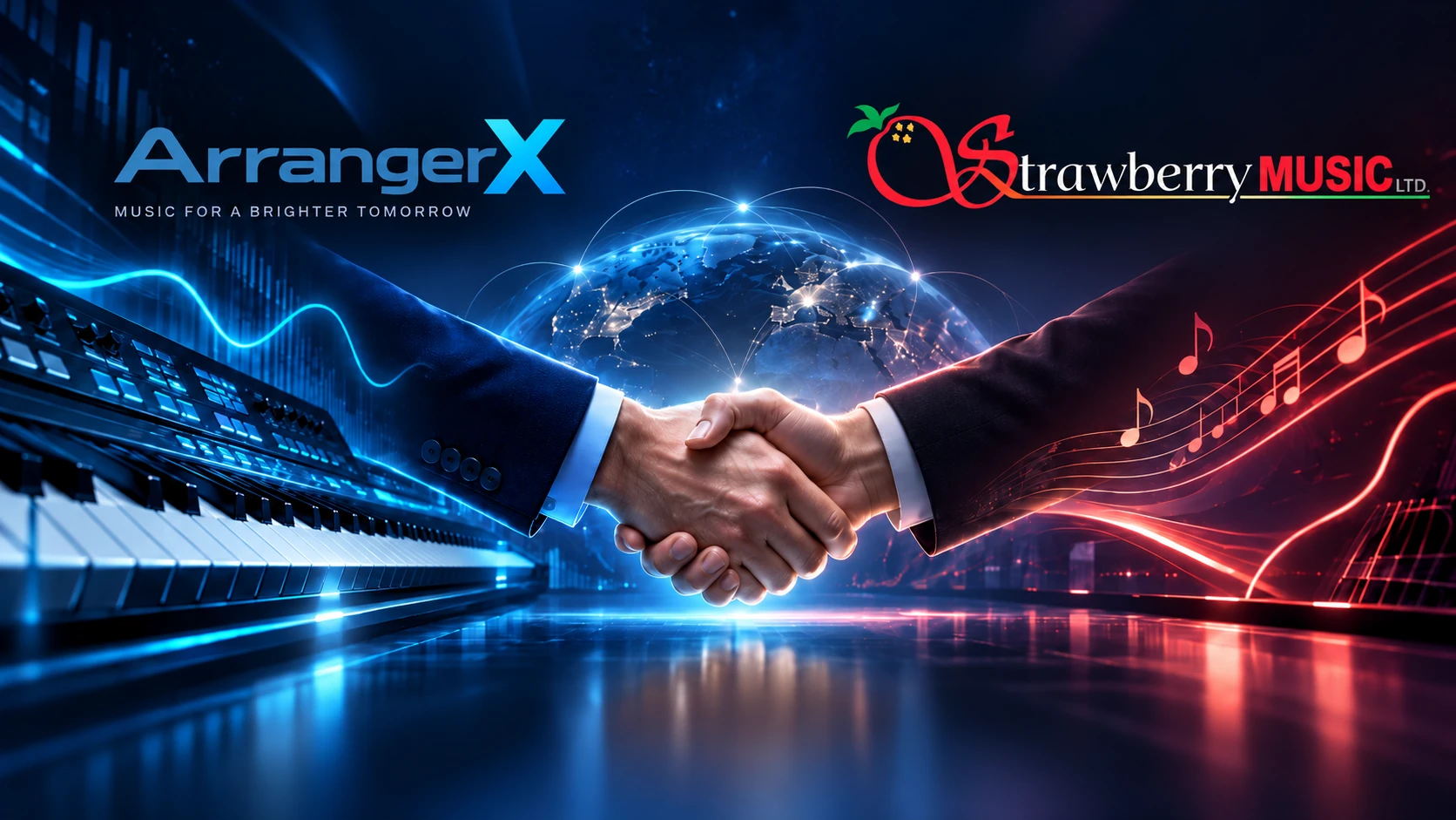 Strawberry Music and ArrangerX partnership artwork